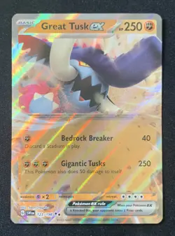 Great Tusk ex 123/198 Scarlet & Violet Base Double Rare Holo Pokemon TCG Card NM - Image 1