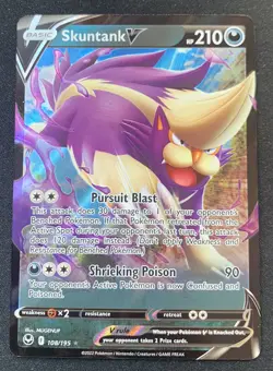 Skuntank V 108/195 Silver Tempest Ultra Rare Holo Pokemon TCG Card NM - Image 1