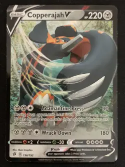 Copperajah V 136/192 Rebel Clash Ultra Rare Holo Pokemon TCG Card NM - Image 1