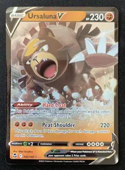 Ursaluna V 102/195 Silver Tempest Ultra Rare Holo Pokemon TCG Card NM - Image 1