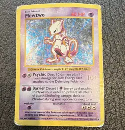 Wizards Pokemon TCG Mewtwo Base Set 10/102 Holo Rare English Unlimited 60HP 1999 - Image 1