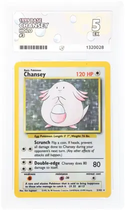 1999 Pokemon Base Set Chansey Holo 3/102 ACE Grade 5 Vintage WOTC Pokemon Card - Image 1