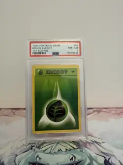 Pokemon 1999 Base Set Shadowless 1st Ed Grass Energy 099/102 EN PSA 8 - Image 1