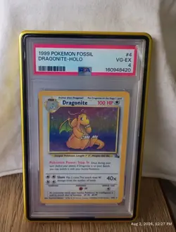 Vintage 1999 Pokemon TCG Dragonite 4/62 Holo Fossil PSA 4 WotC - Image 3