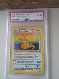 Vintage 1999 Pokemon TCG Dragonite 4/62 Holo Fossil PSA 4 WotC - Image 4
