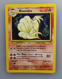 NINETALES 12/102 Base Set Unlimited 1999 HOLO Rare NM + Evo Vulpix 68/102 NM - Image 1