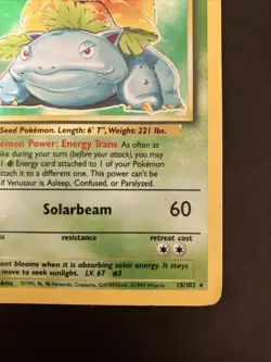 Pokemon Base Set Venusaur Holo 15/102 WOTC Rare HP Vintage 1999 - Image 4