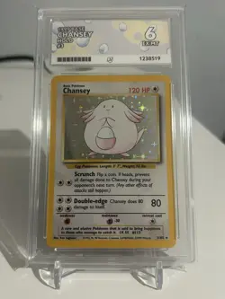 Pokemon TCG Chansey 003/102-Base Set-Holo Rare-Ace Graded 6-English 1999 - Image 1