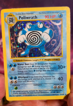 Pokemon Poliwrath Holo 13/102 Shadowless Base Set DMG condition WOTC Vintage - Image 3