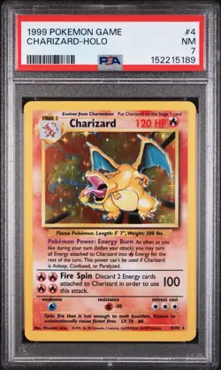 1999 Pokemon Base Set Unlimited Charizard Holo #4/102 PSA 7 - Image 1