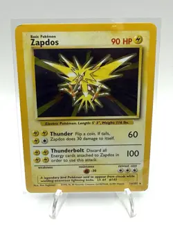 Zapdos Holo Rare 16/102 — Vintage 1999 Base Set Unlimited WOTC Pokemon card - Image 1