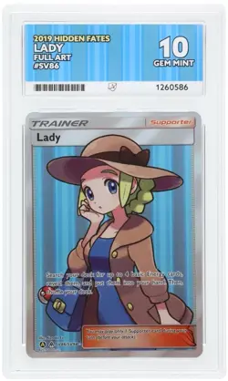 Ace Grading 10 Lady Full Art SV86 – 2019 Hidden Fates Pokemon Card - Image 1