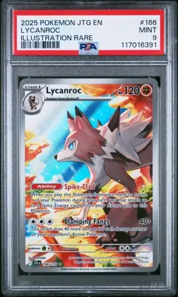 2025 POKEMON JTG EN-JOURNEY TOGETHER ILLUSTRATION RARE #166 LYCANROC PSA 9 - Image 1