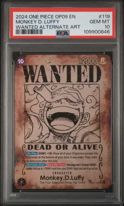 2024 ONE PIECE OP09-EMPERORS IN THE NEW WORLD #119 MONKEY D. LUFFY PSA 10 - Image 1