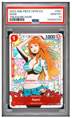 2024 One Piece Nami Treasure Rare OPO6 ST01-007 PSA 10 GEM MINT Alt Art English - Image 1