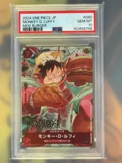 2024 MONKEY D. LUFFY #080 MOS BURGER ONE PIECE PROMO JP PSA 10 P-080 - Image 3