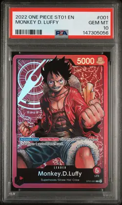2022 ONE PIECE STARTER DECK ST01-STRAW HAT CREW #001 MONKEY D. LUFFY PSA 10 - Image 1