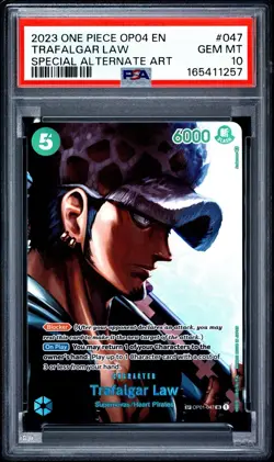 2023 One Piece OP04 EN Special Alternate Art #047 Trafalgar Law PSA 10 - Image 1