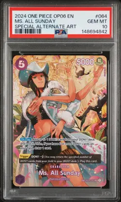 2024 ONE PIECE OP06-WINGS OF THE CAPTAIN #064 MS. ALL SUNDAY PSA 10 - Image 1