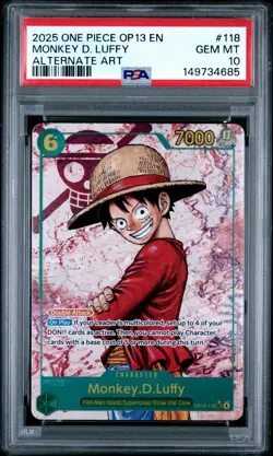 2025 ONE PIECE OP13-CARRYING ON HIS WILL 118 MONKEY D. LUFFY PSA 10 - Image 1