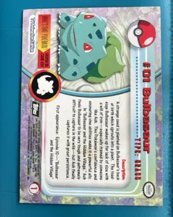 NM - Pokemon Topps Bulbasaur #01 TV Animation Edition Series 1 (Black Logo) - Image 3