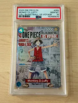 2026 ONE PIECE PROMOS COLLEGE BASKETBALL : US VOYAGE MONKEY D. LUFFY PSA 10 - Image 1