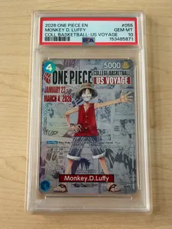 2026 ONE PIECE PROMOS COLLEGE BASKETBALL : US VOYAGE MONKEY D. LUFFY PSA 10 - Image 1