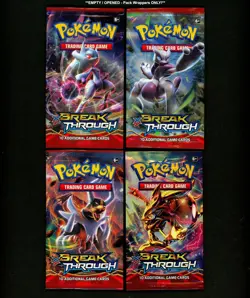 2015 Pokemon XY BREAKTHROUGH SET Complete EMPTY Booster Pack Art Lot - NO CARDS! - Image 1