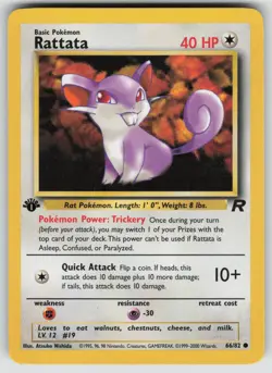 Rattata 66/82 Common Team Rocket Pokemon 1st Edition Lightly Played - Image 1