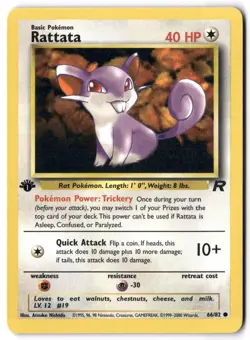 Pokemon Card - Rattata 66/82 1st Edition Common - Team Rocket - NM - Image 1