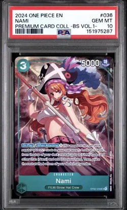 2024 ONE PIECE OP02-036 PREMIUM CARD COLLECTION BEST SELECTION VOL 1 NAMI PSA 10 - Image 1