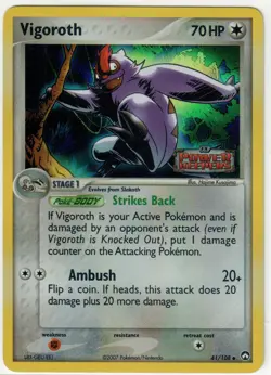 Pokemon Card Vigoroth Power Keepers 41/108 Uncommon Rare Holo STAMPED 41/108 - Image 1