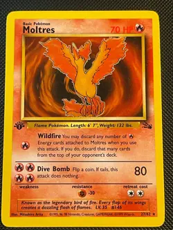 Pokemon WotC Moltres 27/62 1st Edition Rare Fossil 1999 LP - Image 1
