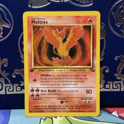 NM 1st edition Pokemon MOLTRES Card FOSSIL Set 27/62 First Ed Non-Holo RARE - Image 1