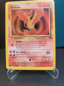 Pokemon TCG Fossil Unlimited Rare Moltres Card 27/62 Non-Holo NM-LP - Image 1