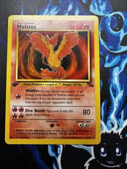 Moltres 27/62 1st Edition Non Holo Rare Fossil Set Pokemon Card WOTC TCG 1999 - Image 1