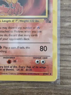 Pokemon TCG Moltres 27/62 Fossil Rare Regular Unlimited Non Holo 1999 English - Image 3