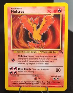 Pokemon TCG WOTC Moltres Fossil Set 27/62 Rare Unlimited English 1999 LP - Image 1