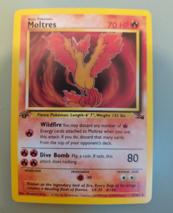 Pokemon TCG Moltres 27/62 Fossil Rare Regular English 1999 70 HP Basic - Image 1