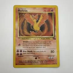 Moltres Fossil 27/62 Rare Unlimited Eng Pokemon TCG 1999 Non-Holo - Image 1