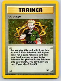 Lt. Surge (17) Unlimited Holo Holo Rare Gym Heroes 017/132 LP Pokemon Card TCG - Image 1