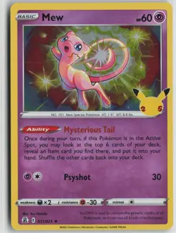 Mew 011/025 Holo Rare Celebrations Pokemon Near Mint - Image 1