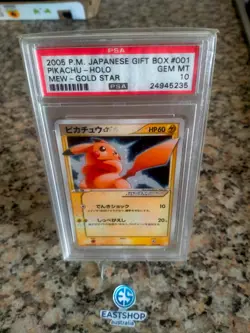 2005 Pokemon Japanese Gold Star Gift Box Mew #001 Pikachu Holo PSA 10 GEM MINT - Image 1