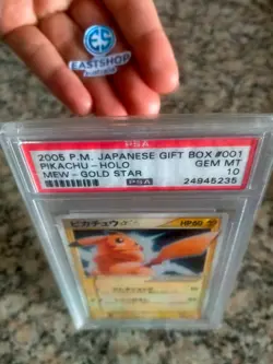 2005 Pokemon Japanese Gold Star Gift Box Mew #001 Pikachu Holo PSA 10 GEM MINT - Image 3