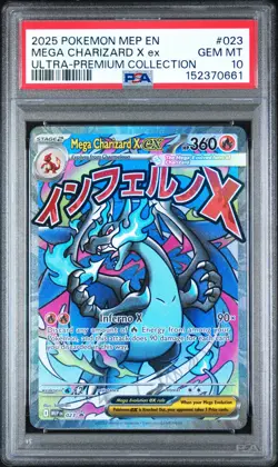 2025 POKEMON MEP EN-ME BLACK STAR PROMO #023 MEGA CHARIZARD X EX PSA 10 - Image 1