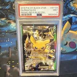 Pokemon Pikachu EX XY124 Promo Full Art Holo 2016 XY Black Star PSA 9 - Image 1