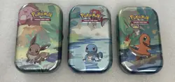 Pokemon TCG: Kanto Friends Squirtle, Eevee & Charmander Mini Tin EMPTY, NO CARDS - Image 1