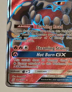 Pokemon TGC Card Heatran GX - SM Unified Minds 216/236 - Ultra Rare Full Art NM - Image 3