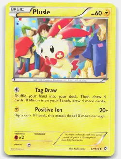 Pokemon Plusle Uncommon Legendary Treasures 47/113 LP Trading Card TCG - Image 1