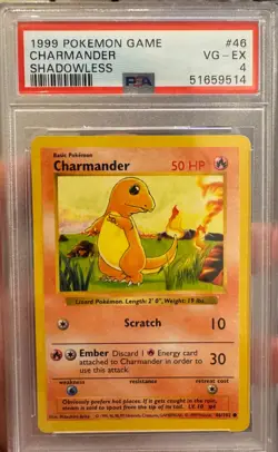 Vintage Pokemon Charmander 046/102 Base Set (Shadowless) Regular - Image 1